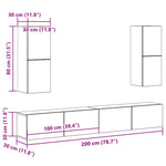 4 Piece TV Cabinet Set Wall-mounted Artisan Oak Engineered Wood 3329018
