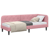 Corner Bed Frame with Headboard Pink 80 x 200 cm Velvet 42016589