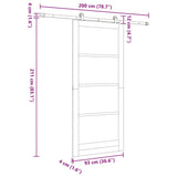 Sliding Door White and Black 93 x 211 cm Solid Pine Wood 3333377
