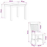 Dining Set 3 pcs Grey Solid Oak Wood 3430314