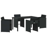 Garden Dining Set with Cushion 5 pcs Black Poly Rattan 3379977