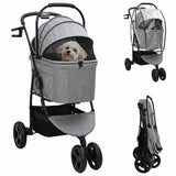 Folding Pet Stroller Adjustable Grey 78 x 54 x 101 cm Polyester 42012441
