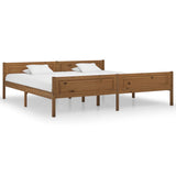 Bed Frame Honey Brown Solid Pine Wood, Plywood Double Bed Frame 322116