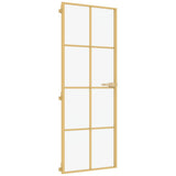 Interior Door Slim Golden 76x201.5 cm Tempered Glass and Aluminium 155144