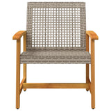 Garden Chairs 2 pcs Grey Poly Rattan and Acacia Wood 367596
