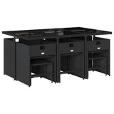 11 Piece Garden Dining Set with Cushions Black Poly Rattan 3211147