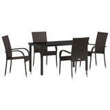 Garden Dining Set 5 pcs Brown Powder-Coated Steel 3379396