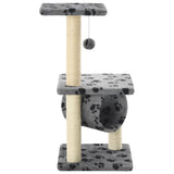 Cat Tree with Sisal Scratching Posts 65 cm Grey Paw Print 170547