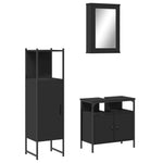 ZNTS 3 Piece Bathroom Furniture Set Black Engineered Wood 3214815