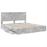 Storage Bed Concrete Grey 200 x 200 cm Engineered Wood 3409520