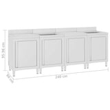 Commercial Kitchen Sink Cabinet 240x60x96 cm Stainless Steel 3058272