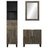 3 Piece Bathroom Furniture Set Black Solid Wood Mango 3310001