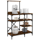 Baker's Rack Smoked Oak 90x40x132 cm Engineered Wood and Metal 845418