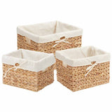 Storage Baskets 3 pcs Natural 35 x 30 x 25 cm Water hyacinth 42020144