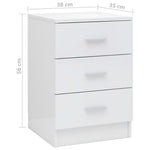 ZNTS Bedside Cabinets 2 pcs High Gloss White 38x35x56 cm Engineered Wood 800463