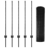 Welded Wire Fence 10 x 1 m PVC-Coated Steel Grey Mesh 3336057