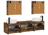Bathroom Cabinet Set 5 pcs Smoked Oak Engineered Wood 3406651