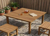 Table Top 90 x 90 x 3.5 cm Square Solid Teak Wood Natural 42033148