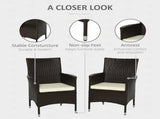 2 Pieces Outdoor PE Rattan Dining Chairs Set with Cushion, Garden Armchair with Armrests, High T3398P320070