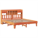 Bed Frame without Mattress Wax Brown 200x200 cm Solid Wood Pine 3308833