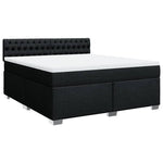 ZNTS Box Spring Bed with Mattress Black 180x200 cm Fabric 3285976