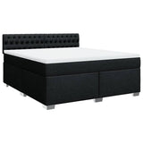 ZNTS Box Spring Bed with Mattress Black 180x200 cm Fabric 3285976