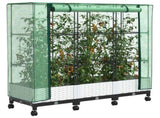 Garden Planter with Greenhouse Cover&Wheels 3 pcs White PP 3423065
