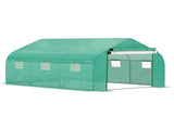 Walk-in Polytunnel Garden Greenhouse, Outdoor Mesh Door Greenhouse with PE Cover and 6 Windows, 4.5 T3398P314101
