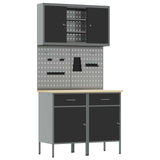 Work Cabinet Set 6 pcs Black Steel and Engineered Wood 3321418