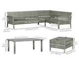 5 Pieces Rattan Garden Furniture Set with Dining Table, Cushions - Dark Blue T3398P314760