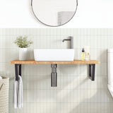 Basin Shelf Wall Mounted Steel and Solid Wood Oak 3302399