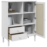 Highboard SENJA Rattan Look White 90x40x112 cm Solid Wood Pine 358056
