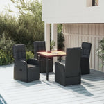 ZNTS 5 Piece Garden Dining Set Black Poly Rattan&Solid Wood Acacia 3157643