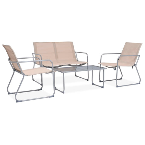 4 Piece Garden Lounge Set Fabric & Steel Cream 44353