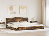 Storage Bed with Drawer Smoked Oak 180 x 200 cm Engineered Wood 3413482