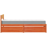 Bed with Drawers and Mattress Wax Brown 90x190 cm Single Solid Wood Pine 3281921