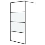 Walk-in Shower Wall Black 100x195 cm Half Frosted ESG Glass 152127
