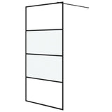 Walk-in Shower Wall Black 100x195 cm Half Frosted ESG Glass 152127
