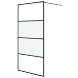 Walk-in Shower Wall Black 100x195 cm Half Frosted ESG Glass 152127