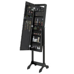 Free-Standing Mirror with LED Black 34x37x146 cm 351767