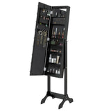 Free-Standing Mirror with LED Black 34x37x146 cm 351767