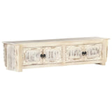 TV Cabinet White 140x30x35 cm Solid Mango Wood 286388