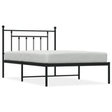 Metal Bed Frame without Mattress with Headboard Black 107x203cm 353533