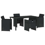 Garden Dining Set with Cushion 5 pcs Black Poly Rattan 3379946