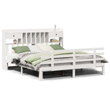 Bookcase Bed without Mattress White 180x200 cm Super King Solid Wood Pine 3322803