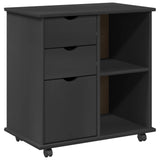 Rolling Cabinet Grey 63.5 x 39 x 65.5 cm Solid Pine Wood 42028382