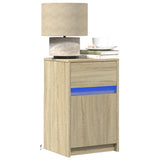 ZNTS Bedside Cabinets with LED Lights 2 pcs Sonoma Oak Engineered Wood 852003