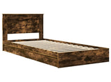Storage Bed with Drawer Smoked Oak 90 x 200 cm Engineered Wood 3410277
