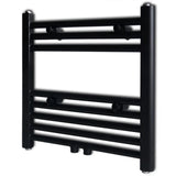 Black Bathroom Central Heating Towel Rail Radiator Straight 480x480mm 141904