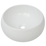 Bathroom Basin with Mixer Tap Ceramic Round White 275495